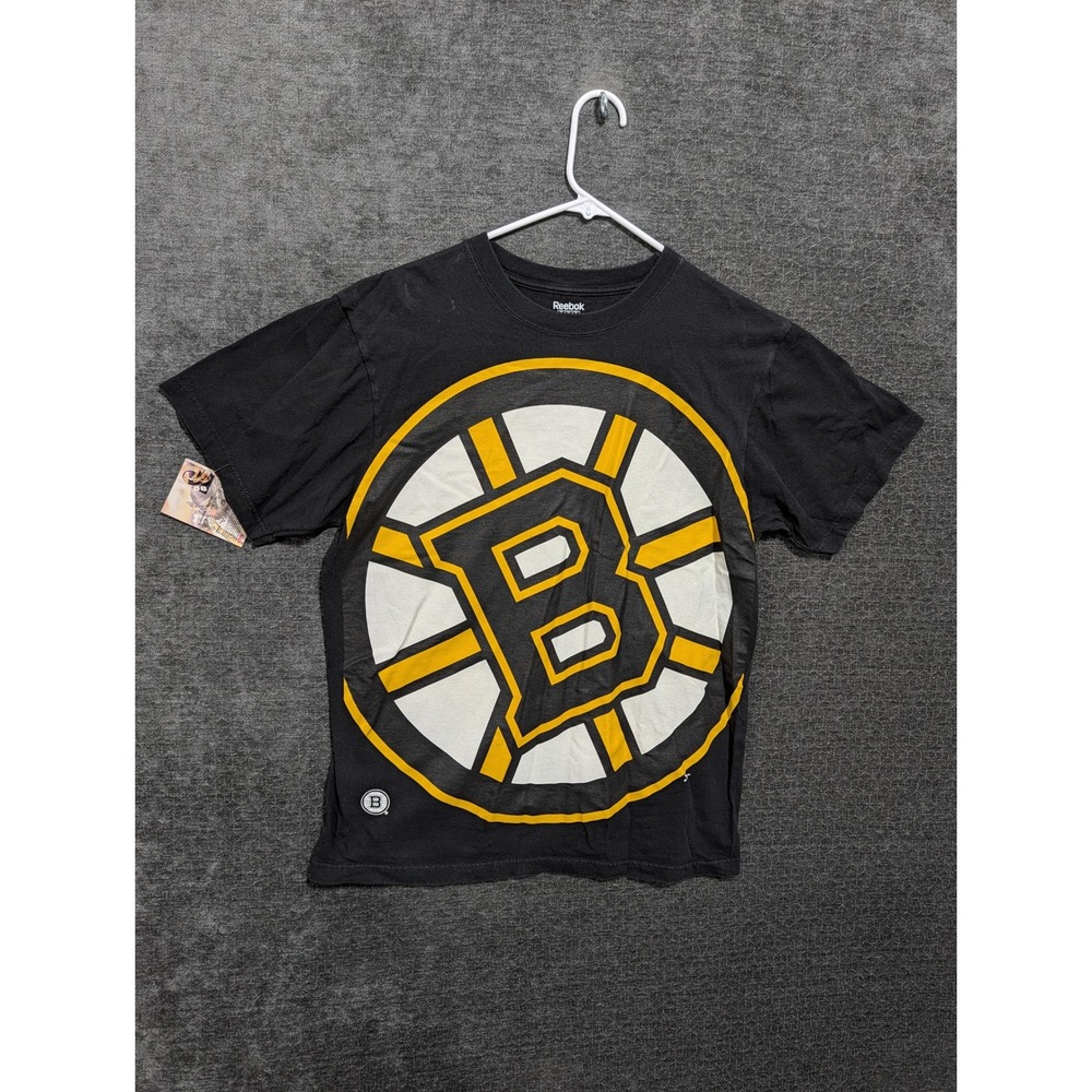 Reebok Boston Bruins NHL T-Shirt Mens Large Black Gold Graphic Tee 100% Cotton